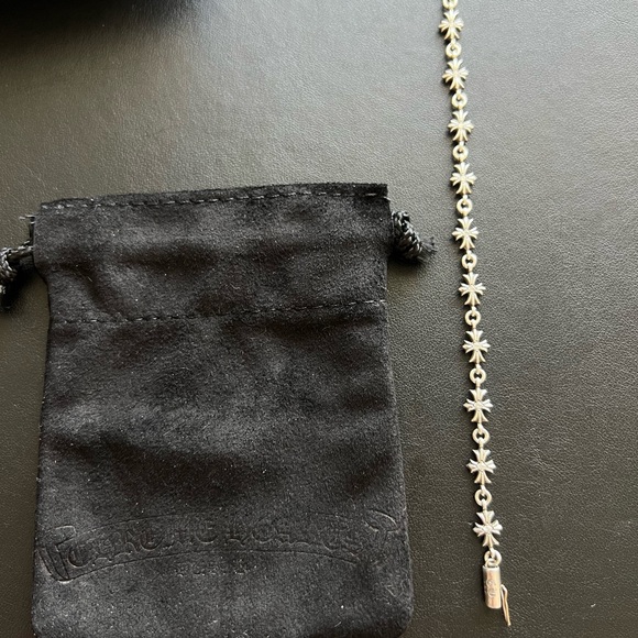 Chrome Hearts Tiny E Diamond Silver Bracelet 11 Links/22 Diamonds - Picture 4 of 6